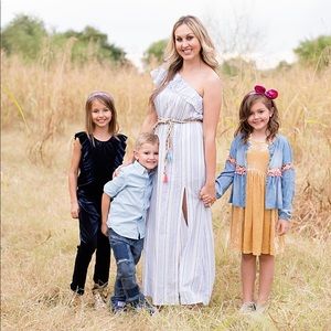 Blue striped maxi dress